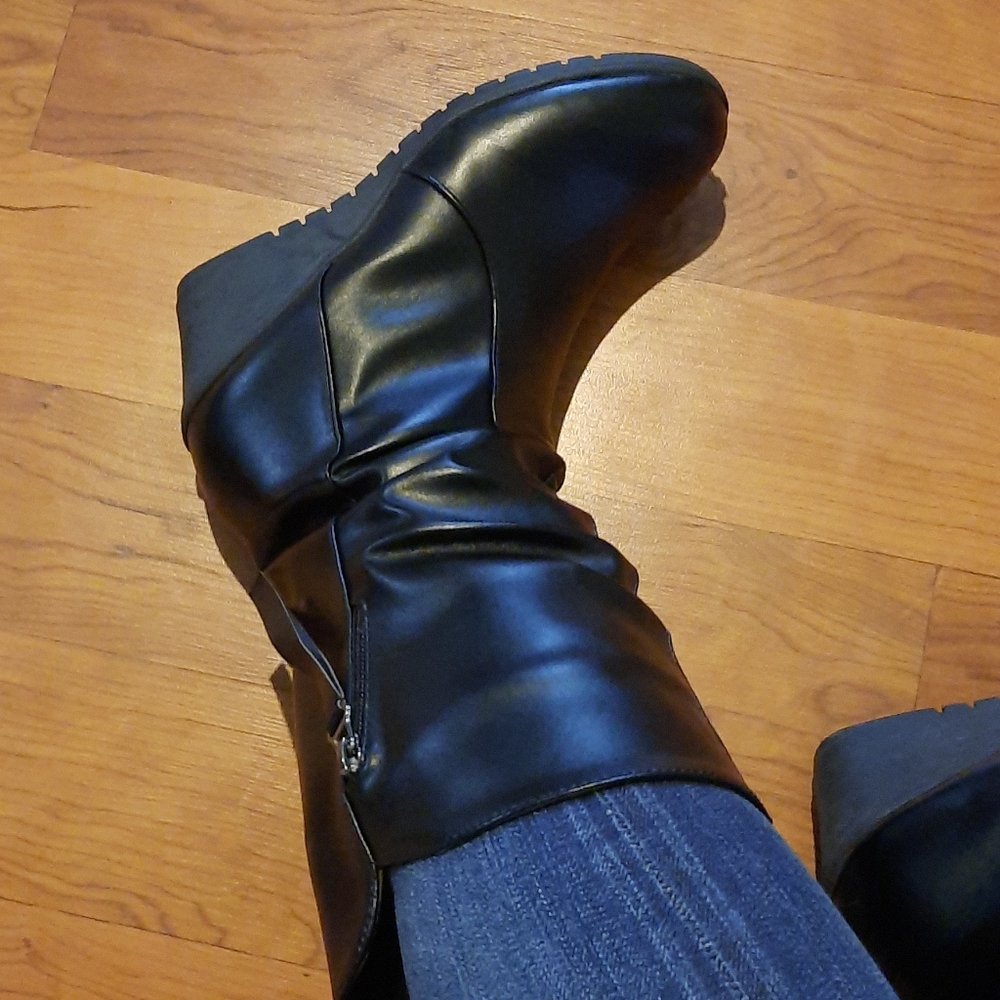 SOLD  Womens Retro wedge marshmellow pull-on calf boots - Picture 16 of 16